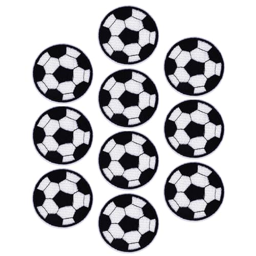 GLSTOY 10 Stück Fußball Aufnäher aus Strapazierfähigem Selbstklebend Dekorative Patches zum Aufbügeln und Aufnähen für Kleidung Hüte Taschen Schuhe für DIY reparatur und Verschönerung von GLSTOY