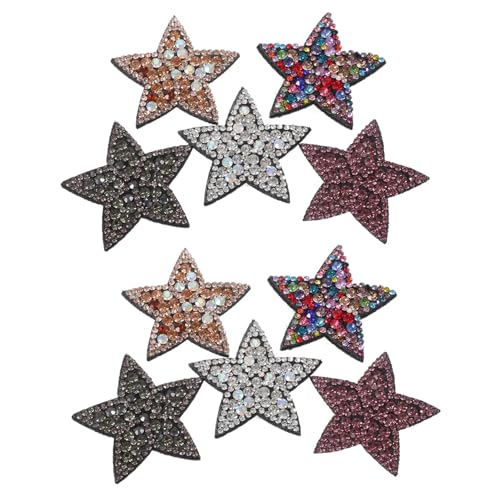 GLSTOY 10 Stück Teiliges Glitzernde Stern Patches zum Aufbügeln DIY Dekoration für Kleidung Hüte Taschen Schuhe mit Strasssteinen Champagner und Silber von GLSTOY