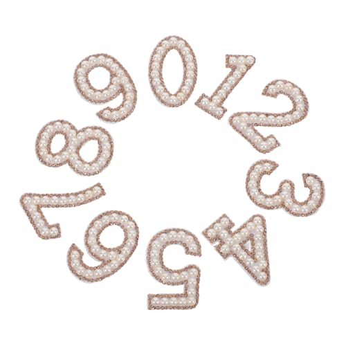 GLSTOY 10 Stück Teiliges Zahlen Bügelbilder mit Perlen und Strass Glitzernde Applikationen zum Aufbügeln DIY Kleidung Aufnäher für T Shirts Röcke Kinderkleidung Langlebig und Einfach von GLSTOY