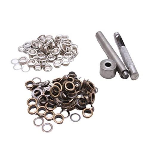 GLSTOY 100 Satz Druckknopf und Grommet Kit Robustem Messing mit Werkzeugen Vielseitige Ösen für Schuhe Kleidung und Bastelprojekte Antikmessing Silber Durchmesser von GLSTOY