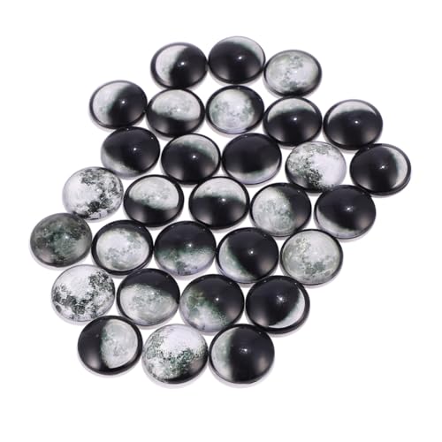 GLSTOY 100 Stück Glas Patches Mondmuster Flache Rückseite Runde Glasjuwelen für DIY Schmuckdeko Mondphasen motiv von GLSTOY