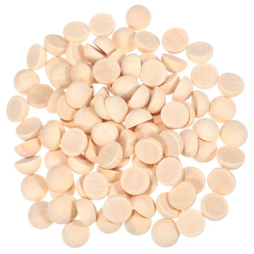 GLSTOY 100 Stück Halbrunde Holzperlen Naturbelassen DIY Bastelperlen Holzhalbkugeln für Schmuck Heimdekoration Kreative Handwerksprojekte von GLSTOY