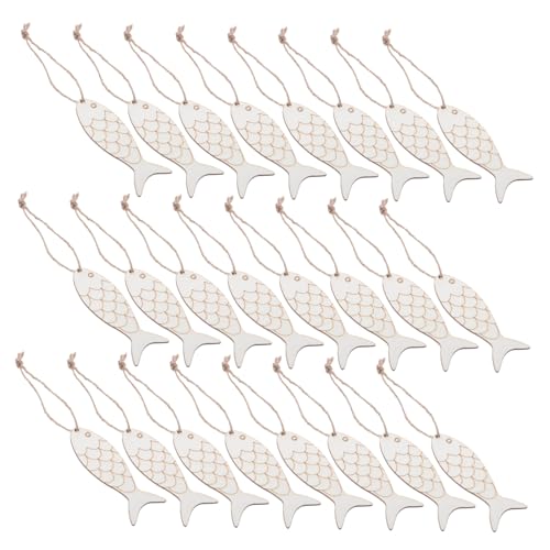 GLSTOY 100 Stück Handgefertigte Fischförmige Holzchips Holzausschnitte Holzfischhandwerk Ausschnitt Ausschnitte Zum Basteln Natürliche Fischform -ornamente Hängender Fisch Hölzern Beige von GLSTOY