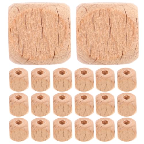 GLSTOY 100 Stück Natürliche, Leere Holzwürfelperlen, Unbehandelt, Großes Loch, Holzblöcke, Lose Holzperlen Für Schmuck, Diy, Basteln, 12 Mm von GLSTOY