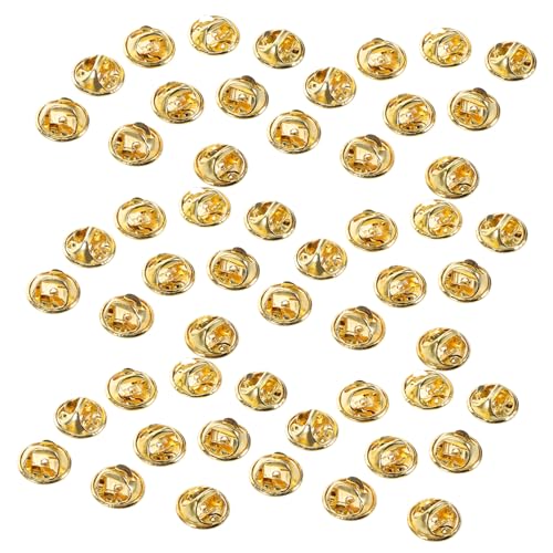 GLSTOY 100 Stück Pin-schmetterlingshut Kupplungs-krawattenstift-rückseiten Schmetterlingsrücken Metallnadelrücken Silberne Sicherungsstift-rückseiten Verschlussstift Stifte Golden Kupfer von GLSTOY