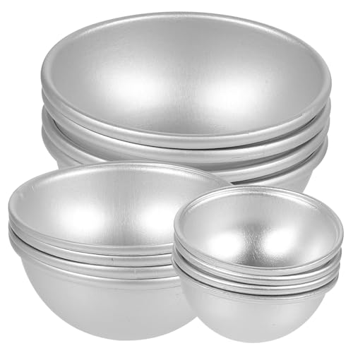 GLSTOY 12 Stück Teiliges Aluminium Halbkugel Backform Langlebige DIY und Kuchenform Glatte Oberfläche Einfach zu Entformen für Kerzengießen Badesalzherstellung und Kreative von GLSTOY