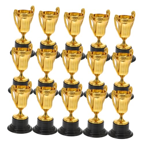 GLSTOY 15 Stück Kleine Goldene Plastik Trophäen für Wettbewerbe Trophäen für Feiern für Sport Talentwettbewerbe und Belohnungen von GLSTOY