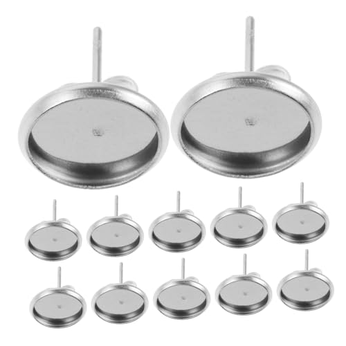 GLSTOY 180 Stück Ohrstecker Mit Edelsteinbecken Metall Ohrstecker Fassungen Cabochon Ohrring Tablett Rohlinge Flache Runde Lünetten Fassungen Lünetten Tablett Zur Schmuckherstellung von GLSTOY