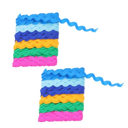 GLSTOY 2 STÜCK Teiliges Gewelltes Band Bunt Dekoratives Stickband für DIY Nähen Geschenkverpackung Hochzeits und Partydeko Vielseitiges Bastelmaterial GLSTOY 2 STÜCK Teiliges Gewelltes Band Bunt Dekoratives Stickband für DIY Nähen Geschenkverpackung Hochzeits und Partydeko Vielseitiges Bastelmaterial von GLSTOY