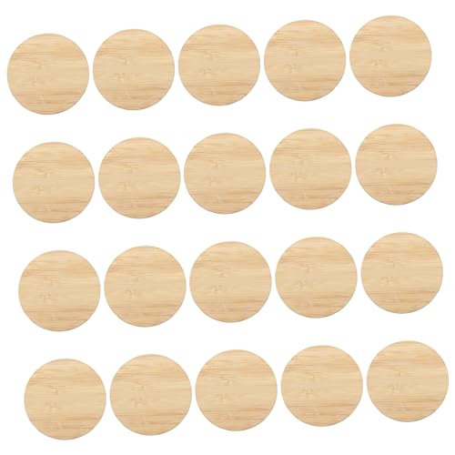 GLSTOY 20Stücke Unfertige Runde Holzscheiben für DIY Malerei Robuste Bambusplatten für Kreative Bastelprojekte und Dekorationen von GLSTOY
