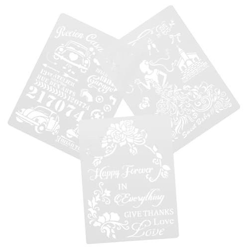 GLSTOY 3 Blätter Hochzeit Schablonen Cartoon Design DIY Malvorlagen für Feste Wiederverwendbare Kunstschablonen für Karten und Dekoration für Projekte von GLSTOY