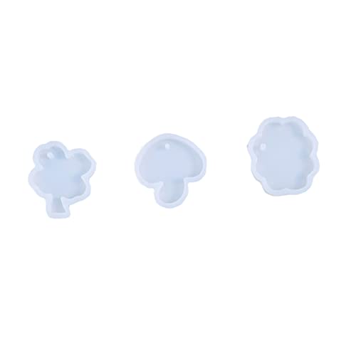 GLSTOY 3 STÜCKE Teiliges Silikon Gießform für DIY Schmuckanhänger mit Pilz Kleeblatt und Wolke Flexible Wiederverwendbare Casting Formen für Schlüsselanhänger Ohrringe und Halsketten von GLSTOY