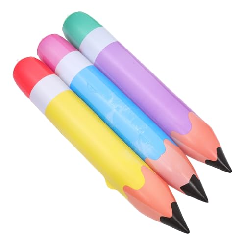GLSTOY 3 Stück Aufblasbare Jumbo Bleistiftballons aus PVC Extra Große Party Klassenzimmer-deko in Gelb Blau Violett Langlebige Kindergeburtstags Fotorequisiten von GLSTOY