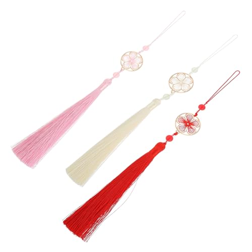 GLSTOY 3 Stück Teiliges Quasten Anhänger mit Blumenmotiv Langlebige DIY Lesezeichen und Fächer Troddel Handgefertigte Chinesische Vintage Baumwoll Quasten in Hellrosa Rot für Schmuck und GLSTOY 3 Stück Teiliges Quasten Anhänger mit Blumenmotiv Langlebige DIY Lesezeichen und Fächer Troddel Handgefertigte Chinesische Vintage Baumwoll Quasten in Hellrosa Rot für Schmuck und von GLSTOY