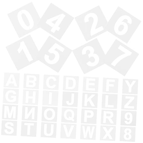 GLSTOY 36 Stück Digitale Kunststoff Vorlagen, Wiederverwendbare Schablonen Zum Basteln, Kunststoff Schablonen, Bastel Schablonen, Wiederverwendbare Struktur Malschablone, Buchstaben von GLSTOY
