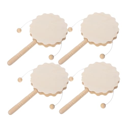 GLSTOY 4Stücke DIY Rassel Trommel Unfertige Holzspielzeuge für Handbemalbare Bastelmaterialien zur Kreativer Fähigkeiten für Dekorationen von GLSTOY