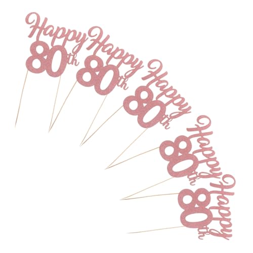 GLSTOY 5 Stück Geburtstags Cupcake Toppers mit Glitzer Einfache Party Deko für Feier Vielseitige Stilvolle Kuchenstecker für Unvergessliche Geburtstagsfeier von GLSTOY