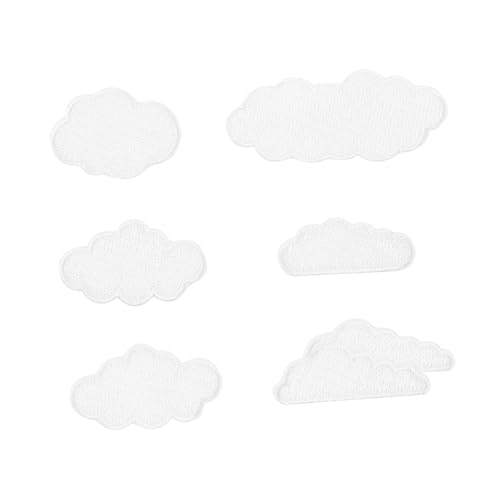 GLSTOY 6 Stück Teiliges Wolken form Stickerei Applikationen Praktische Stoffflicken für Kleidung Hosen DIY Bastelprojekte Langlebige Elegante Garment Patches Vielseitig für Jacken Schuhe von GLSTOY