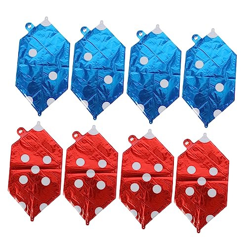 GLSTOY 8 Stück Würfel Ballons Aluminiumfolie Partydekoration für Jahre Themenparty Rot und Blau für Geburtstagsfeiern und Events von GLSTOY