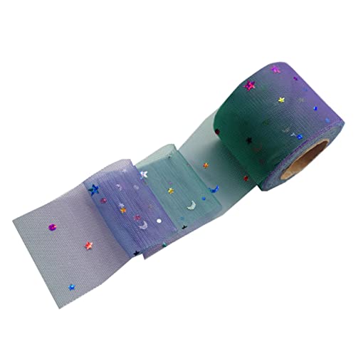 GLSTOY DIY Regenbogen Netzband mit Stern Mond Pailletten für Haarschmuck Kleidung und Bastelarbeiten Lila Tüllstoff für Kreative Dekorationen GLSTOY DIY Regenbogen Netzband mit Stern Mond Pailletten für Haarschmuck Kleidung und Bastelarbeiten Lila Tüllstoff für Kreative Dekorationen von GLSTOY