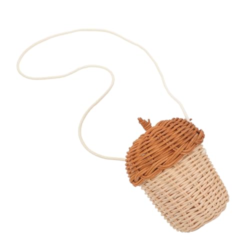 GLSTOY Eichel Tragetasche, Tannenzapfen Tasche, Tragbare Handtasche, Rattan Umhängetasche, Tragbare Kindertasche, Kinder Rattan Umhängetasche, Rattan Korb Förmige Tasche, Kinder von GLSTOY