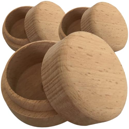 GLSTOY Exquisite Schmuckschatulle aus Holz für Ringe runde Schachtel für Hochzeitsfeiern Heiratsanträge 3-tlg. Aufbewahrungsbox aus Naturholz von GLSTOY