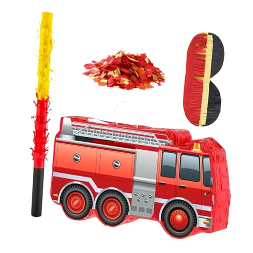 GLSTOY Feuerwehrwagen Piñata aus Stabilem Karton mit Augenbinde Schläger und Konfetti Kinderfreundliche Geburtstagsdekoration für Jungen für Feuerwehr Themenparty Inklusive GLSTOY Feuerwehrwagen Piñata aus Stabilem Karton mit Augenbinde Schläger und Konfetti Kinderfreundliche Geburtstagsdekoration für Jungen für Feuerwehr Themenparty Inklusive von GLSTOY