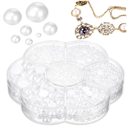 GLSTOY Flache Rückseiten Perlen Weiße Halbperlen für DIY Schmuck Nagelkunst und Bastelprojekte Glatte Oberfläche für Anwendungen GLSTOY Flache Rückseiten Perlen Weiße Halbperlen für DIY Schmuck Nagelkunst und Bastelprojekte Glatte Oberfläche für Anwendungen von GLSTOY