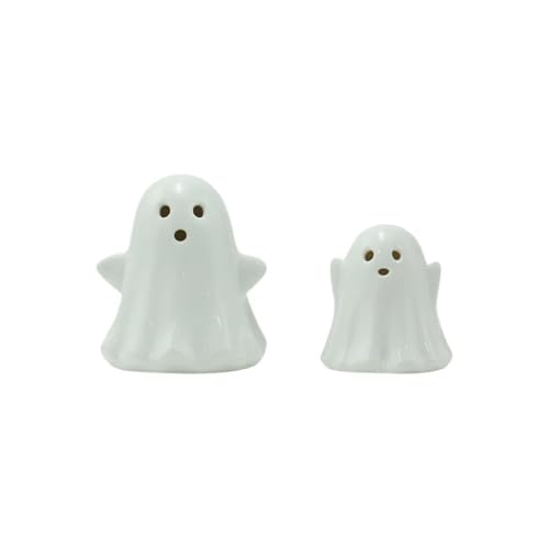 2 stücke Micro Landschaft Keramik Halloween LED Geist Ornamente Cartoon Lustige Kleine Geist Figuren Niedliche Glowing Ghosts Licht Schrank von GLSZNQO