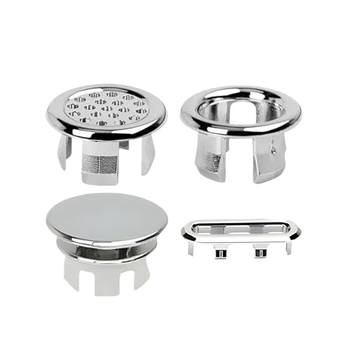4/1 Stück Spülbecken-Überlaufring, Abflussabdeckung, Ersatz for Badezimmer, Küchenspüle, Waschbeckenverkleidung, Überlaufabdeckung, Locheinsatz, runde Kappen(Style H-4PCS) von GLSZNQO