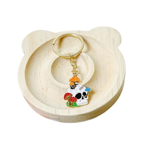 6 Stück Vintage Totenkopf Rose Metall Schlüsselanhänger, Autotasche Schlüsselanhänger, Männer Frauen Halloween Party Geschenk Schmuck Schlüsselanhänger(6pcs Mushroom) von GLSZNQO