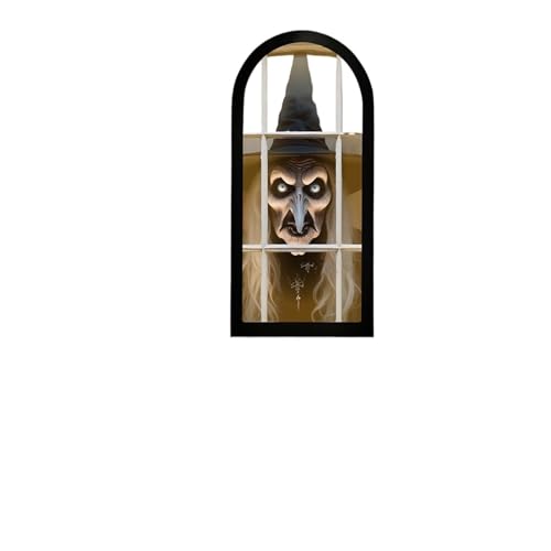 GLSZNQO 2025 Neuer Halloween-Geisterspiegel mit USB-Anschluss, gruseliger Geisterspiegel mit Nachtlicht, gruselige Geisterornamente, Halloween-Dekor(Style E Size L) von GLSZNQO