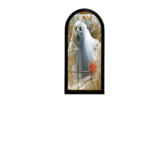 GLSZNQO 2025 Neuer Halloween-Geisterspiegel mit USB-Anschluss, gruseliger Geisterspiegel mit Nachtlicht, gruselige Geisterornamente, Halloween-Dekor(Style F Size S) von GLSZNQO