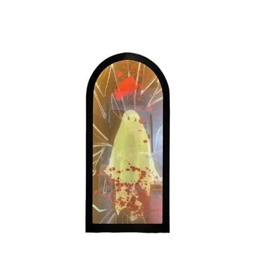 GLSZNQO 2025 Neuer Halloween-Geisterspiegel mit USB-Anschluss, gruseliger Geisterspiegel mit Nachtlicht, gruselige Geisterornamente, Halloween-Dekor(Style I Size L) von GLSZNQO
