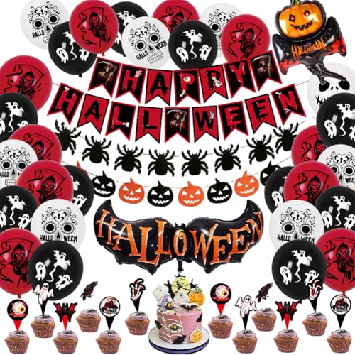 GLSZNQO Halloween Decorations Balloon Wreath Hanging Banner Spider Pumpkin Wall Door Balloon Hanging Flag Set Home Decor Party Supplies(E) von GLSZNQO