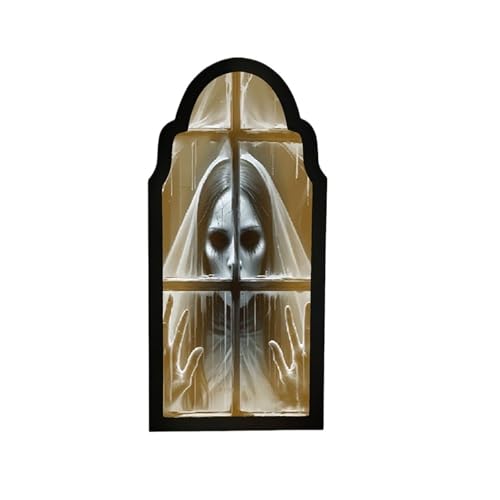 GLSZNQO Halloween-Geisterspiegel-Nachtlicht, süßes Halloween-Wohnaccessoire, gruseliges Halloween-Hologramm-Geist, Hallowmas-Dekor, 35/50 cm(H 50x28cm) von GLSZNQO