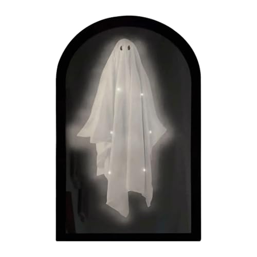 GLSZNQO Halloween Geisterspiegel Nachtlicht Kreative Halloween Dekorationen Geisterspiegel Dekorative Ornamente mit Lichtern Halloween Dekor(White Light Style A) von GLSZNQO