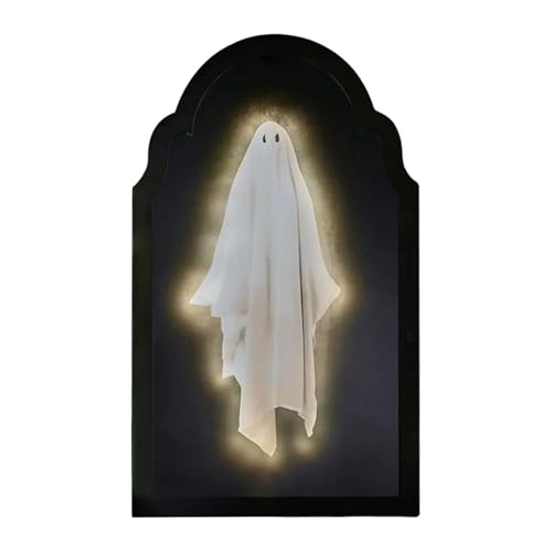 GLSZNQO Halloween Geisterspiegel Nachtlicht Kreative Halloween Dekorationen Geisterspiegel Dekorative Ornamente mit Lichtern Halloween Dekor(White Light Style B) von GLSZNQO