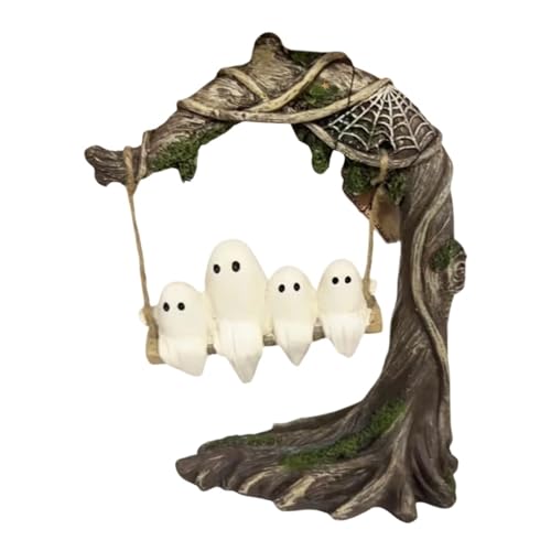 GLSZNQO Halloween Themen Schaukel Geist Ornament Modell Handwerk Spooky Ghosts Decor Statue Lustige Puppe Desktop(Style B) von GLSZNQO
