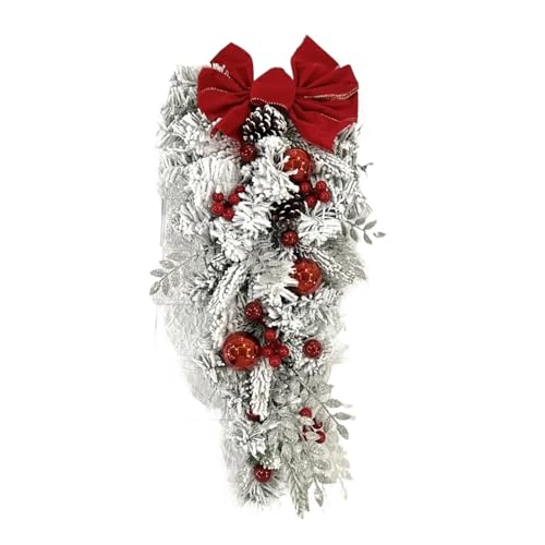 GLSZNQO Weihnachtsbeflockung Blumengirlande Türbehang Weihnachtsdekoration Weihnachtskränze Rattan Upside Down Baumschmuck(B1 45cm) von GLSZNQO