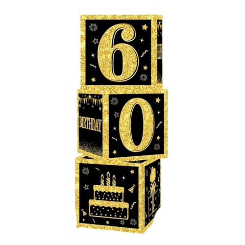 Gold- und Schwarz-Geburtstags-Zahlenboxen 18, 3 Stück, 60 Jahre alt, Geburtstags-Papierboxen, Dekoration, Geburtstagsparty-Dekoration for Erwachsene Gold- und Schwarz-Geburtstags-Zahlenboxen 18, 3 Stück, 60 Jahre alt, Geburtstags-Papierboxen, Dekoration, Geburtstagsparty-Dekoration for Erwachsene von GLSZNQO