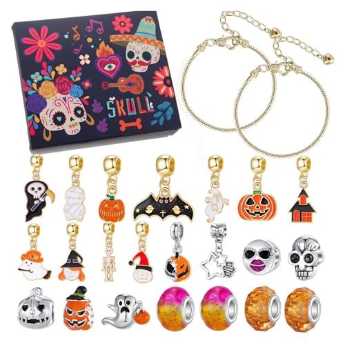 Halloween Adventskalender Geschenkbox Totenkopf Kürbis DIY Charms Perlen Armband Überraschung Halloween Countdown-Kalender Geschenk von GLSZNQO