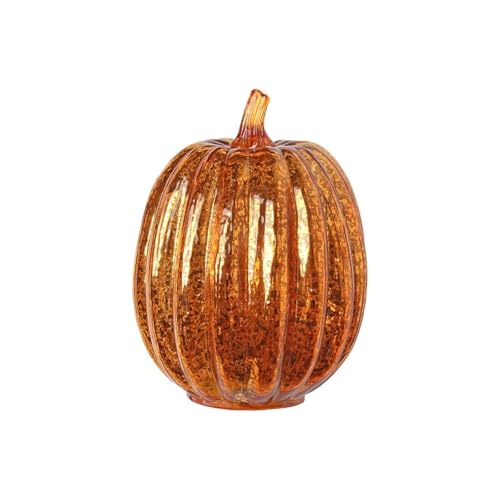 Halloween Dekoration Glas Kürbis Laterne Herbst Hause Tisch Ornament(Light Grey) von GLSZNQO