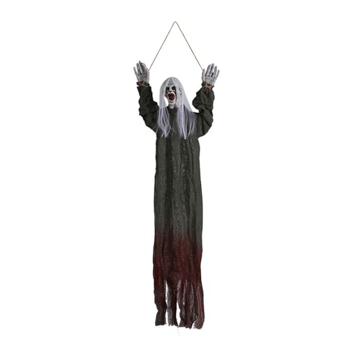 Halloween Dekoration Hängendes Gespenst Krabbelndes Gespenst Langes Haar Skelett Spukhaus Geheimraum Horror Requisiten Gelenk Beweglich(Dark Khaki) von GLSZNQO