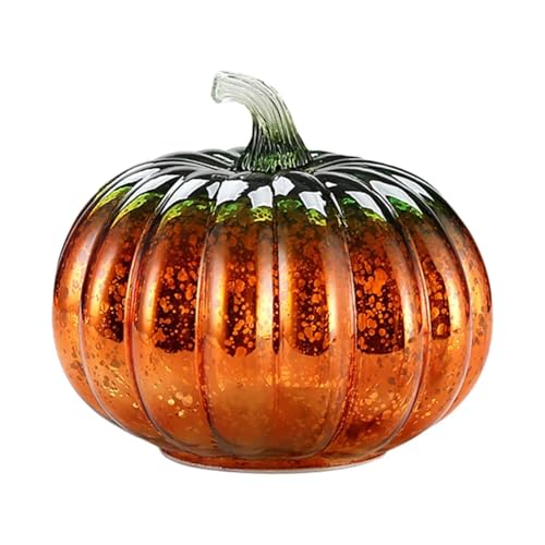 Halloween Kürbis Lampe Glas Urlaub Beleuchtung Dekorationen(Green Orange) von GLSZNQO