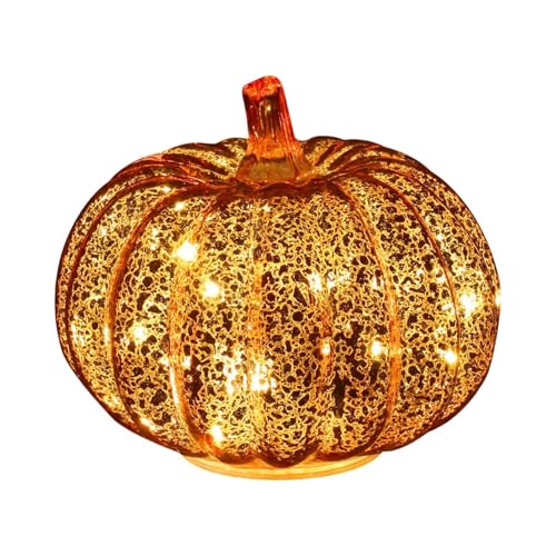 Halloween-Kürbislampe aus Glas mit Beleuchtung for die Herbstdekoration zu Hause und den Urlaub(A) von GLSZNQO
