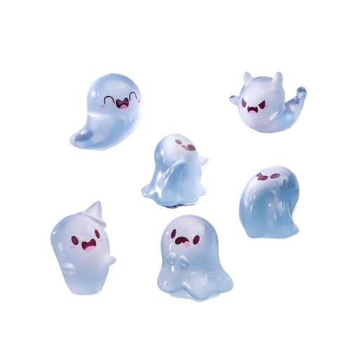 Halloween Niedliche Geist Kleine Figuren Leuchtende Dekoration Mini Spielzeug Party Cartoon Harz Desktop Kleine Ornament Glow in Dark Kinder(10pcs) von GLSZNQO