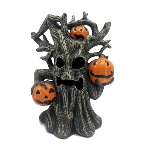 Harz Halloween Kürbis Baum Dekor Geist Gesicht Exquisite Kürbis Baum Skulptur Wunderliche Geist Baum Ornament Halloween Thema von GLSZNQO