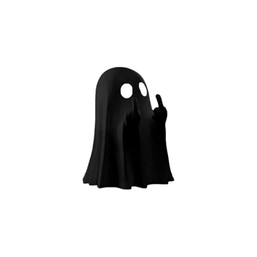 Niedliche Geisterstatue mit Mittelfinger, lustiges Ornament, kleines Halloween-Dekor for den Couchtisch, entzückende Horrorfigur, Mittelpunkt for Zuhause(Black) von GLSZNQO