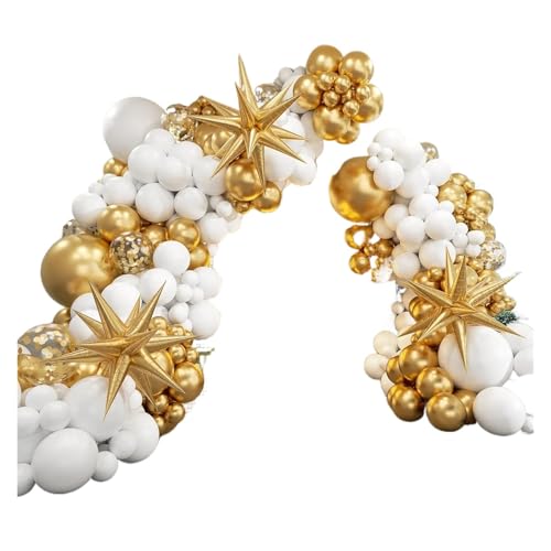 Silberweiße Pailletten-Disco-Ballon-Girlande, Bogen-Set, 4D-Silber-Starburst-Folienballons for Geburtstagsparty-Dekorationen(BZX1) von GLSZNQO